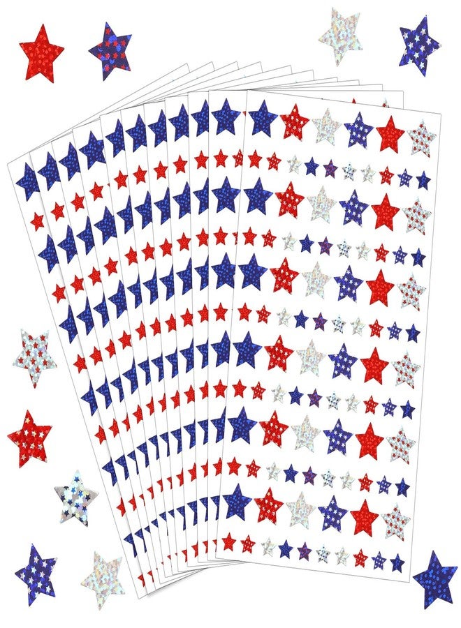 JULMELON 1500 PCS 4th of July Stickers for Kids, Red White Blue Star Stickers USA Patriotic Label for Fourth of July American Independence Day Party Decorations Classroom DIY Crafts - Image 1